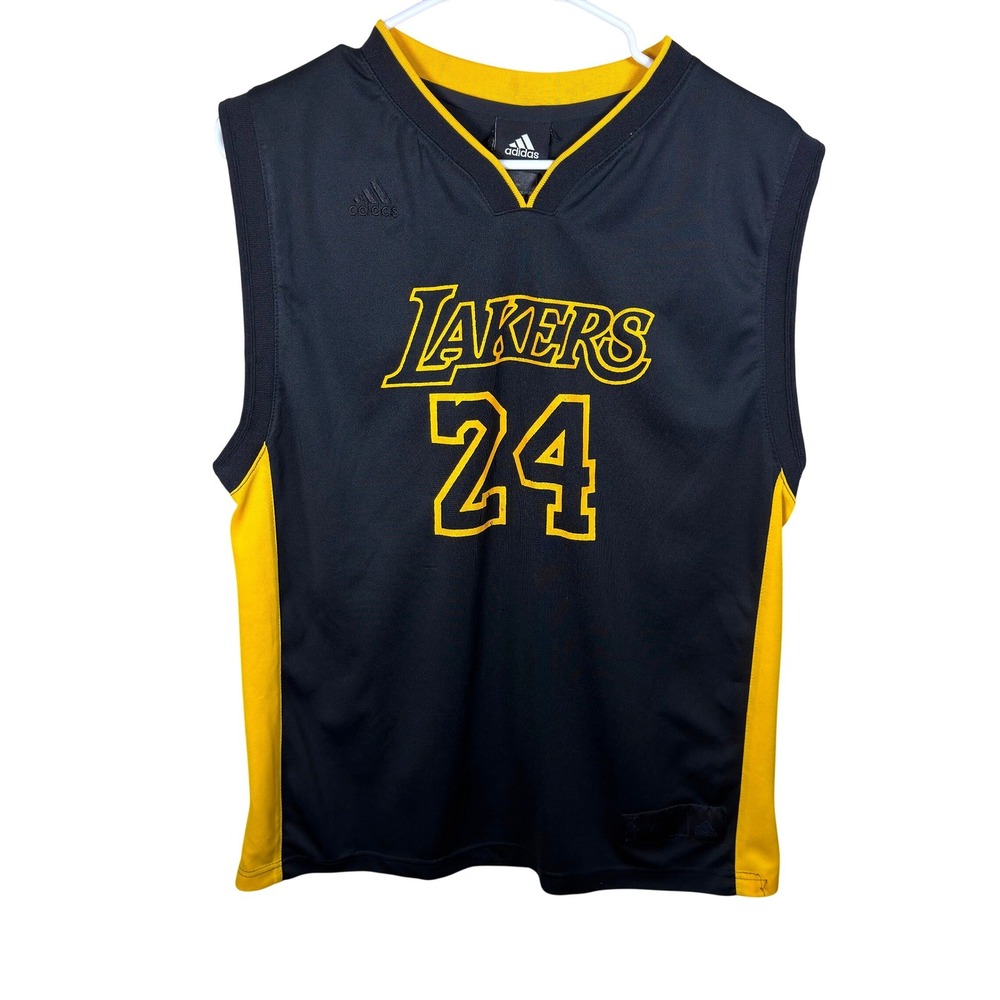 Adidas Los Angeles Lakers Kobe Bryant 24 Youth XL Black Yellow Jersey Basketball